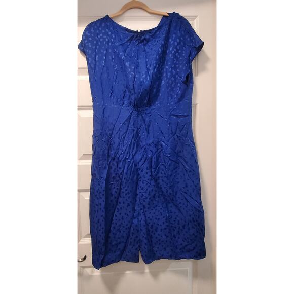 Banana Republic Silk Mini Dress Short Sleeve Polka Dots Blue Size 14.a30 - Picture 2 of 3